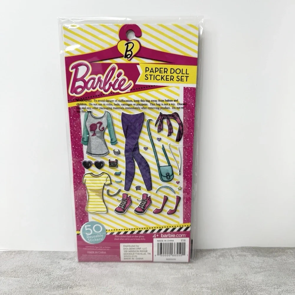 Barbie Sporty Girl Paper Doll Sticker Set of 50 Reusable Stickers